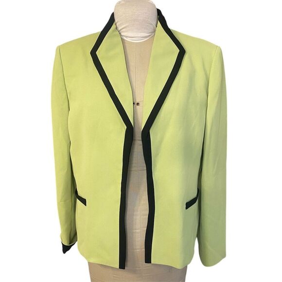 Jones Studio Separates Green/Black Blazer Lined Sz. 16 Open Front Professional - Picture 8 of 12